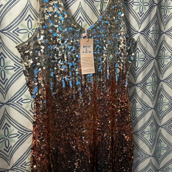 NWT Sequin Ombre Sleeveless Dress w/Perfectly in Tact Embellishments and Lined - Picture 5 of 16